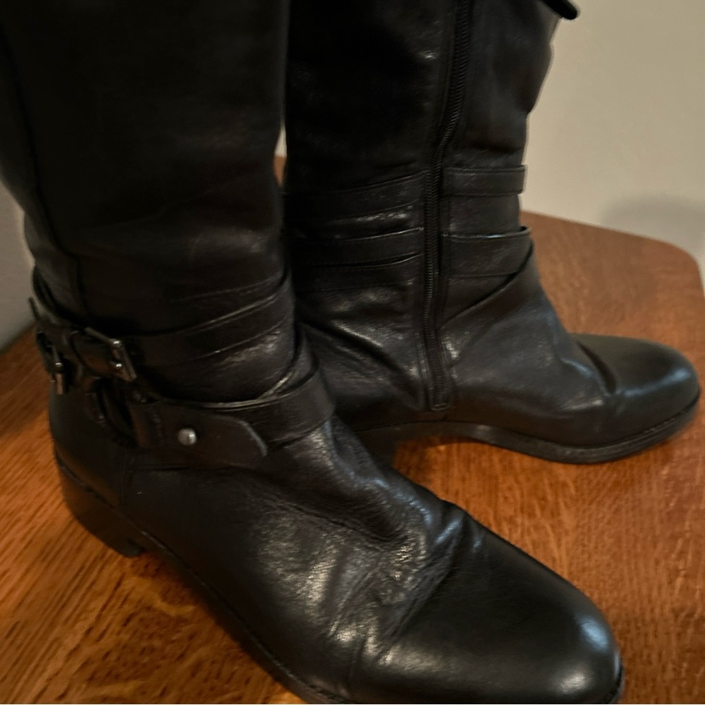 Via Spiga Black Leather Knee-High Boots - Picture 3 of 8